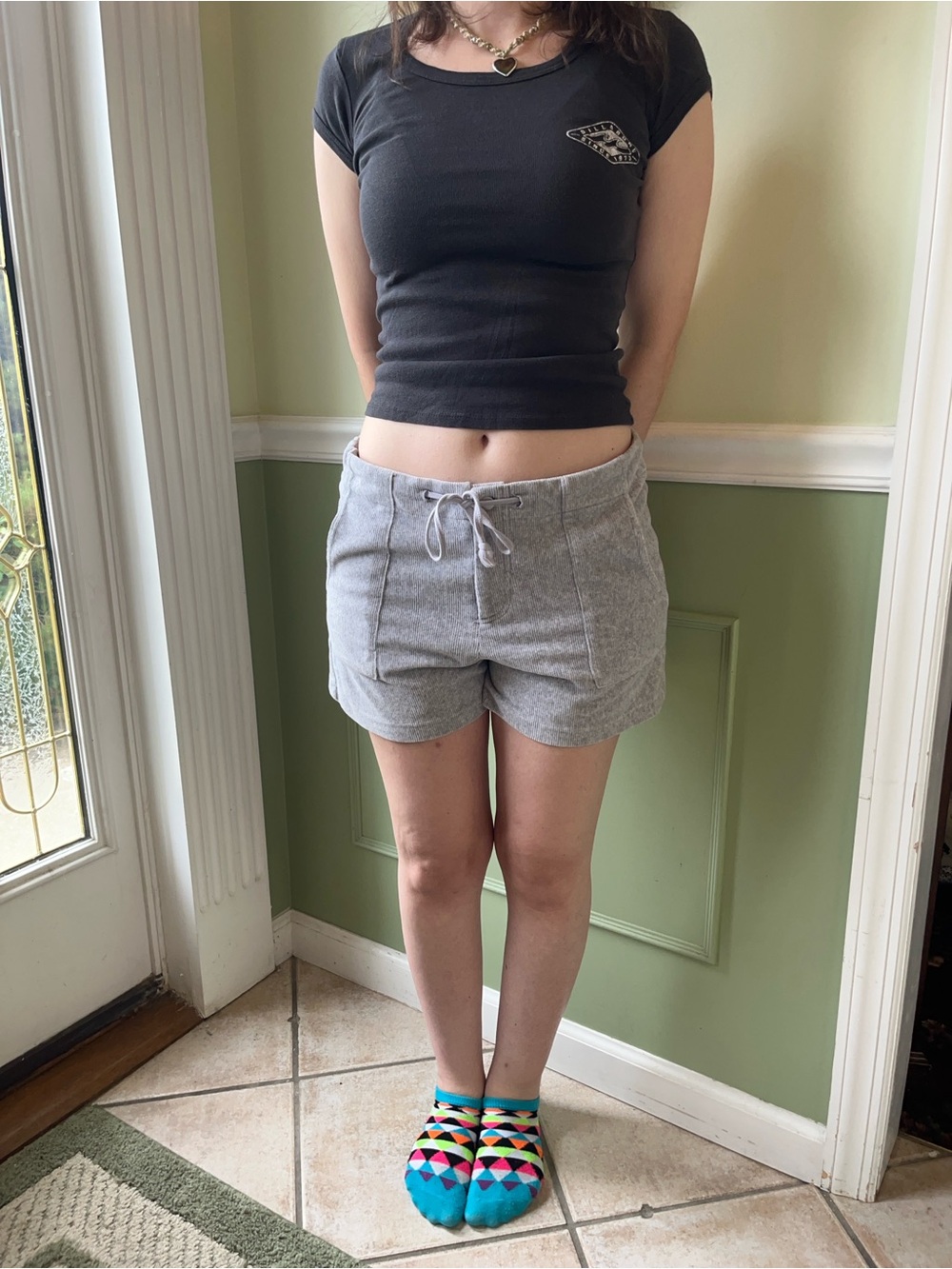 Y2K Blanc Noir gray corduroy shorts